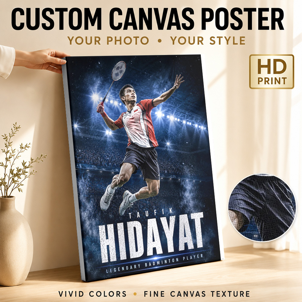 Badminton Legend - Poster Kanvas Legenda Bulu Tangkis Taufik