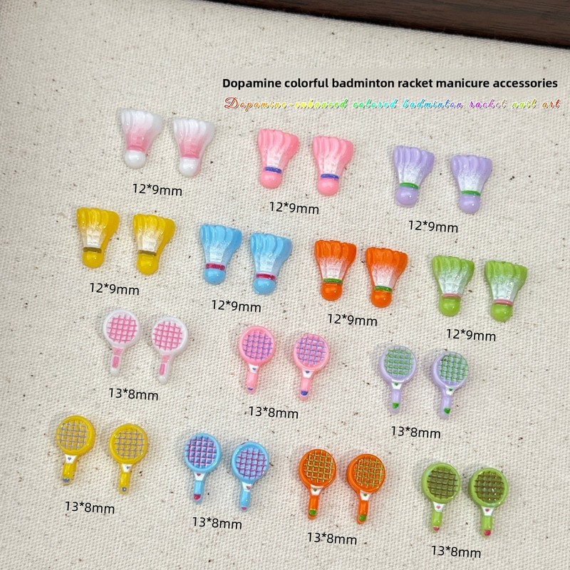 Badminton Minion - 20pcs Hiasan Kuku Mini Kartun 3D